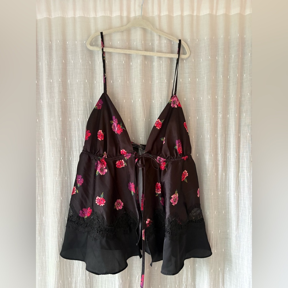 Victoria's Secret Black and Pink Floral Cami